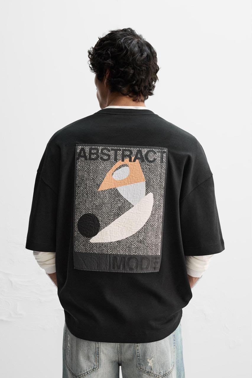 Rare Zara abstract art print featuring vibrant, modern geometric shapes on high-quality paper.