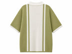 Rare HOMME B13 vintage striped knit polo shirt in olive color, featuring classic design and textured fabric.