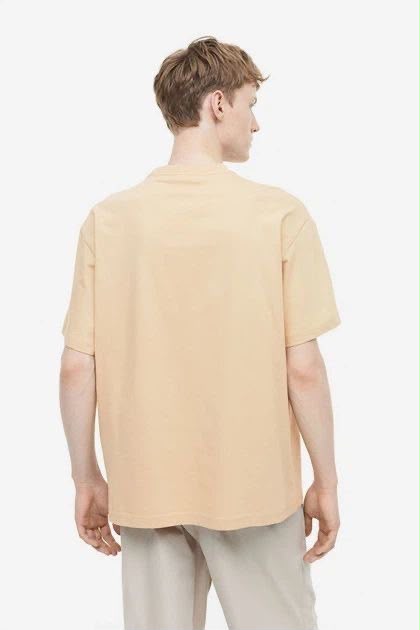 Rare light beige minimal sun line art t-shirt, casual cotton tee with subtle sun design on front.
