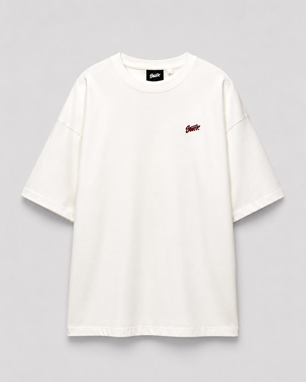 Rare Off-White "STWD" embroidered oversized T-shirt with bold front logo and casual fit, displayed on a plain background.