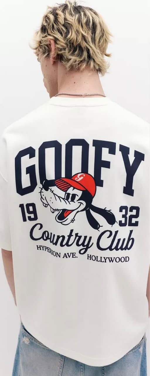 Rare Off-White "GOOFY 1932" graphic T-shirt featuring a colorful cartoon character print on white cotton fabric.
