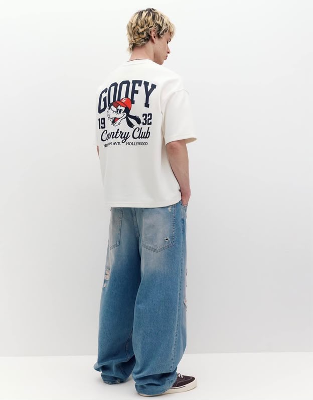 Rare Off-White "GOOFY 1932" graphic T-shirt featuring bold print on a casual cotton tee.
