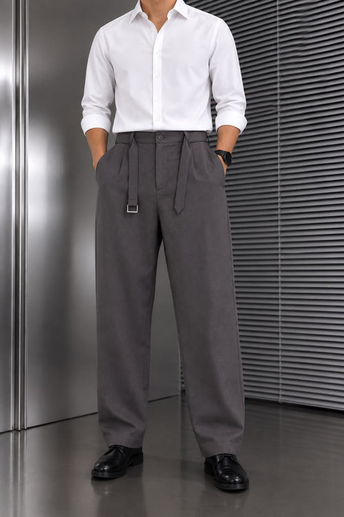 Rare Old Money Classic Pants displayed on a hanger, showcasing tailored fit and traditional style in a neutral fabric.