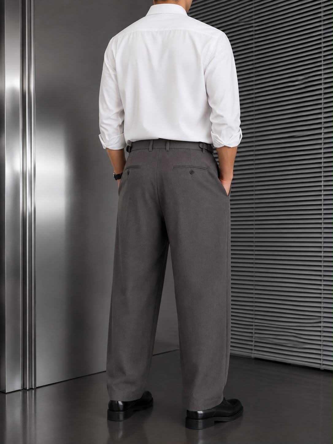 Rare Old Money Classic Pants, men's tailored trousers in neutral fabric, displayed flat on a white background.