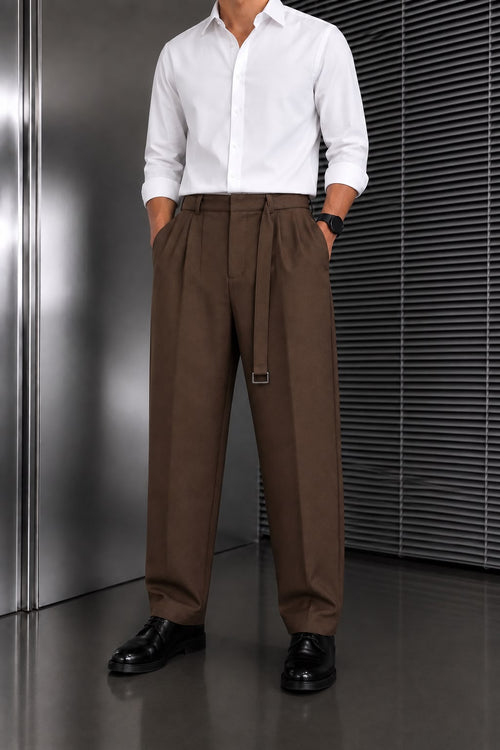 Rare Old Money Classic Pants displayed on a model, featuring tailored fit and timeless style in a neutral fabric.