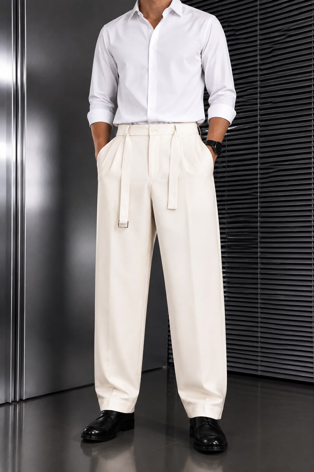 Rare Old Money Classic Pants shown in a natural pose, highlighting the tailored fit and classic design of these men's dress pants.