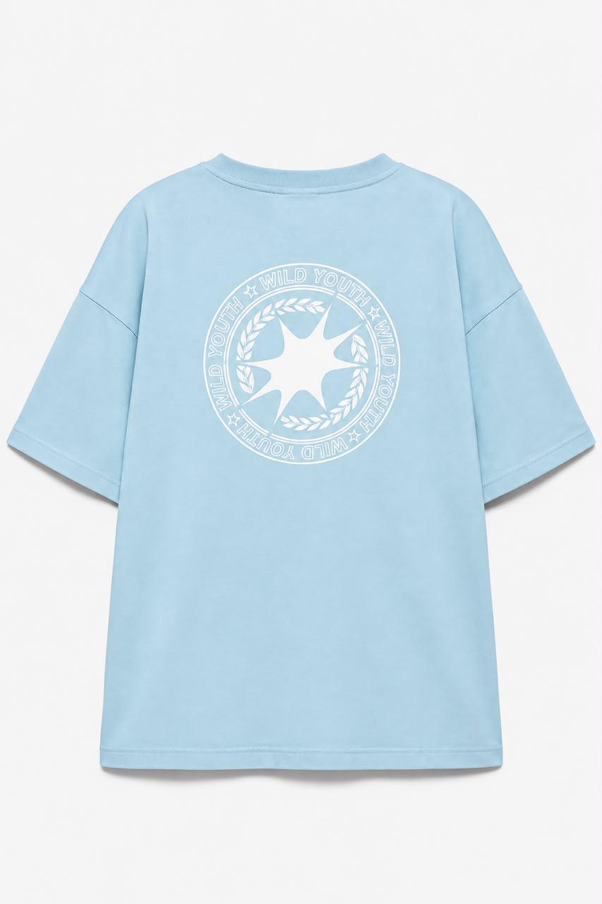 Rare Wild Youth P&B T-shirt featuring bold graphic print, casual fit, and soft cotton fabric, displayed on a hanger.