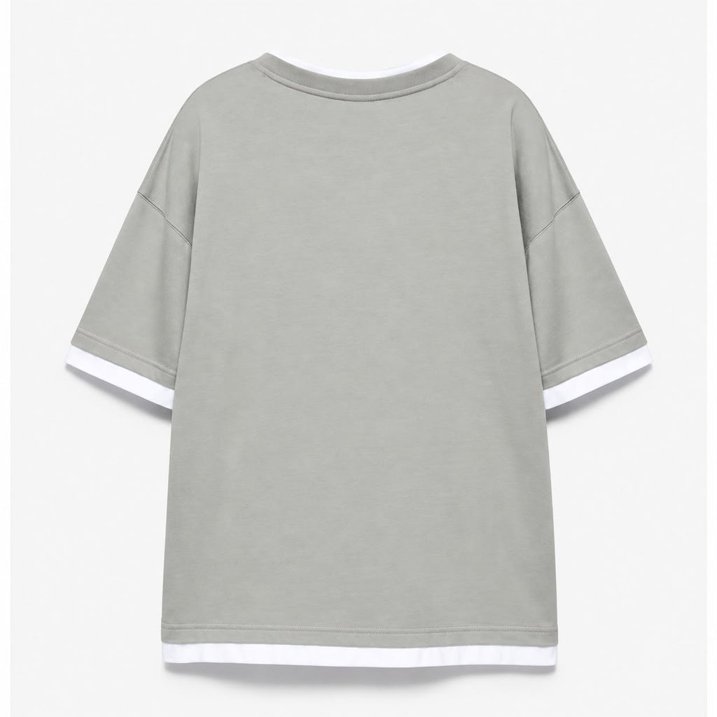 Rare Ringer P&B T-shirt featuring a classic design with contrasting collar and sleeve trim, laid flat on a white background.